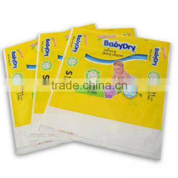 22.5x25.5cm disposable pe plastic flat bag for baby diaper packing with 2 side printing