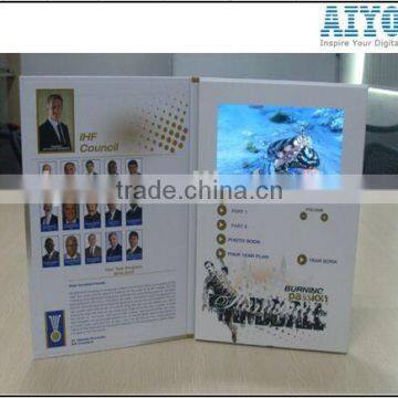 Paper card + TFT screen + USB port + lithium battery Material 5 inch lcd brochure video greeting card