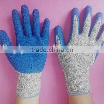 latex coated HPPE cut resistant gloves with level 5