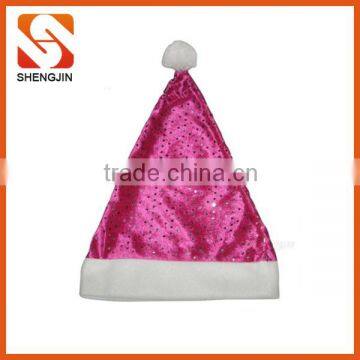 SJ-6915 Rose red velvet santa clause hat christmas decorated sequins hat