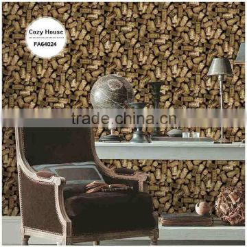 sale printing vinyl coated wallpaper, brown stylish 3d wall paper for home decor , decorative wallcovering price