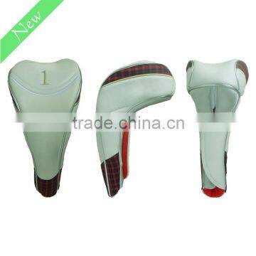 White PU Golf Wood Head Cover for Driver