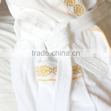 Wholesale Customized 100%Cotton Velvet Ribbon Bath Towel Coat