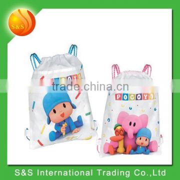 2015 cute design kid's promotional drawstring bag with cartoon printing