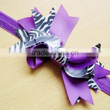 Cheap christmas zebra Printed grosgrain ribbon bow headbands for baby girls                        
                                                Quality Choice