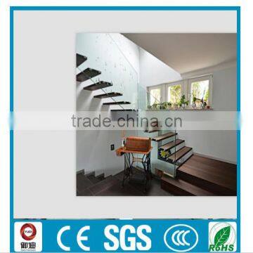 YUDI Customized Frameless Glass Solid Wooden Straight Floating Stairs Manufacture photo-3