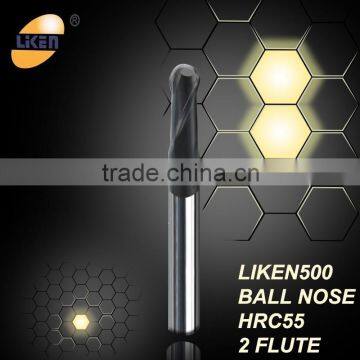 Liken500 ball nose 2 flute hard metal cutting tools