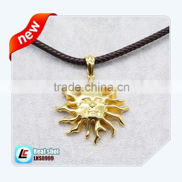 womens genuine leather charm necklace with gold apollo