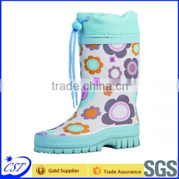 Cute blue fashional kids buckle strap rain boots