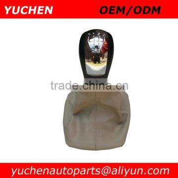 YUCHEN Car Shift Gear Knob With Black/Beige Leather Boot For Skoda Octavia II A5 MK2 2004-2010 photo-2