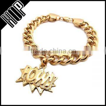 Fashion Gold Plated Hip Hop Pow Bracelet