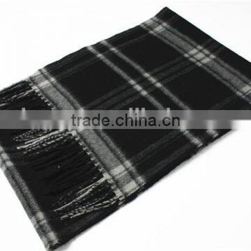 Men 100%Cashmere Yarn Dyed Scarf With Fringe