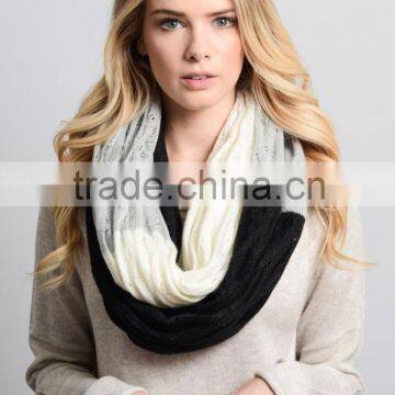 Wholesale Low MOQ Loop Circle Colorblock Acrylic Knit Infinity Scarf