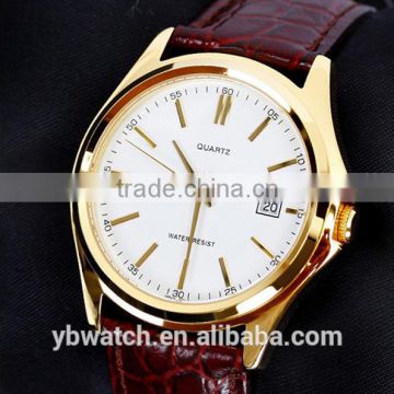 Hot selling & Fashion geniune leather strap sapphire watch quartz oem your logo