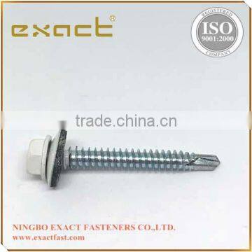 Self drilling screw with hex washer head, roofing screw