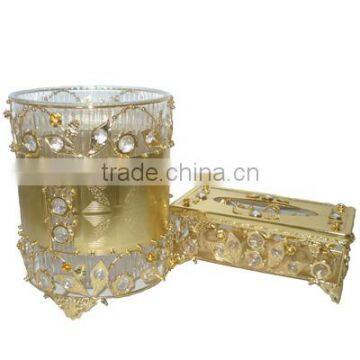 2015 decorative gold plated plastic trash bin L888