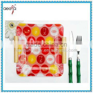 Top sale tempered glass plate with fork