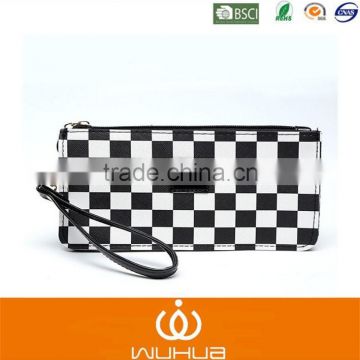 Customized Logo printed black and white square shape pouch bag for lady