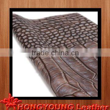 matte crocodile grain pu leather for making bags and boots