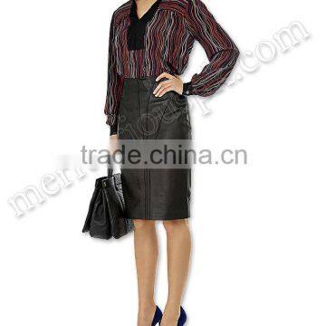 Ladies Fashion Black Leather Pencil Skirts