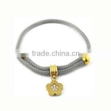 Flower charms gold wholesale quality energy stainless steel jewelry make custom 316l stainless steel jewelry bracelets LB3150-1