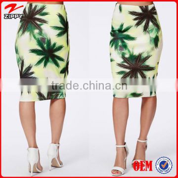 2016 New arrival women knee length custom print skirts