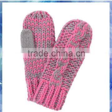 space dye cable knitted fleece lined women gloves
