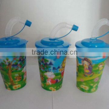 300ml Plastic 3D kids straw cup