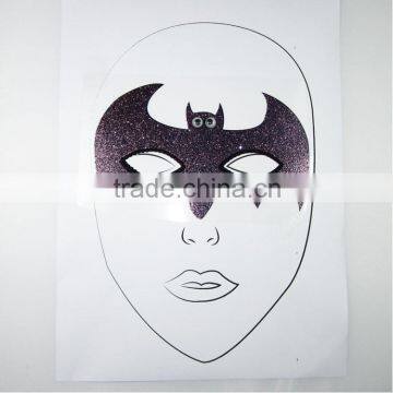 Custom Halloween Cartoon Batman Glitter Temporary Face Tattoos Acrylic Rhinesone Mask Face Sticker With Fake Eyes for Kids