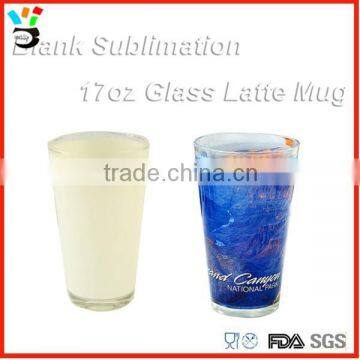 17 oz pint glass coffee late mug sublimation glass blank