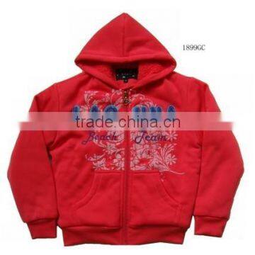Girl Fashion Polyester Zipper Up Fleece Hoodie