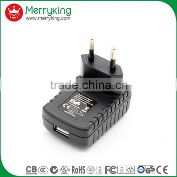 over current protection 5VDC 1amp usb wall type charger packed in PE bag