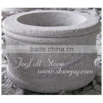 Outdoor Round Granite Stone Flowerpot Planter