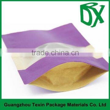 OEM high quality tea packaging paper bag with clear pvc window and private label