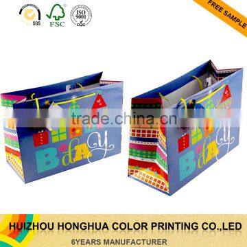 Wholesale custom gloss lamination shopping paper gift bags with handles