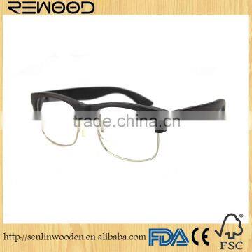 Wood Sunglasses made from ebony frame with clear lens RX frame