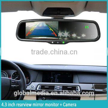 Car compass and temperature rearview mirror with back up camera special for any car