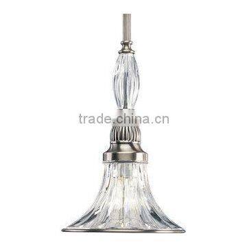 Classic Silver 1 Light 7" Wide Mini Pendant with Clear Ribbed Glass