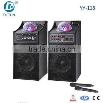 10 inch double high powered plastic bluetooth speaker with Led light and wireless microphone YY-118