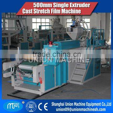 LLDPE 500mm single layer auto loading cast stretch PE film extruder machine