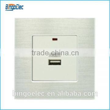 Top Quality Aluminium Panel 230v Wall Socket With Dual Usb