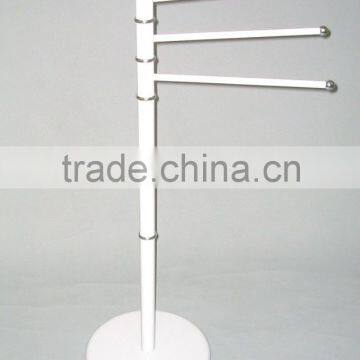 metal standing rotating towel rack stand white base