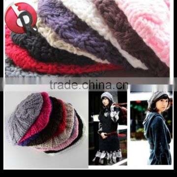 Color Warm Winter Knit Crochet Beret Braided Baggy Women Lady Beanie Ski Hat Cap