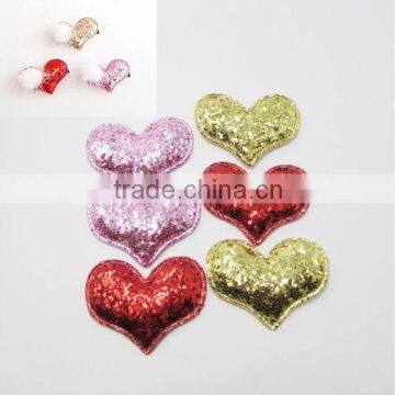 Ultrasonic PU heart shape embossed applique/sequin heart shape patches