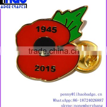 custom design soft enamel wholesale cheap price poppy metal pin badge