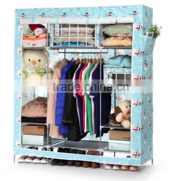 Portable Stainless Steel Frame Wardrobe Non Woven Fabric Wardrobe