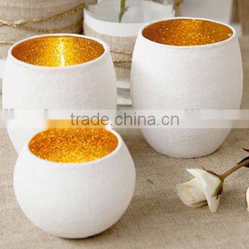 White inside gold glass votive T-light holder