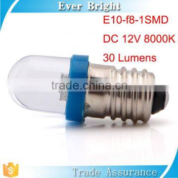 Hot car led light guangdong E10 lamp holder 1smd 12v ba9s led bulb 8000K