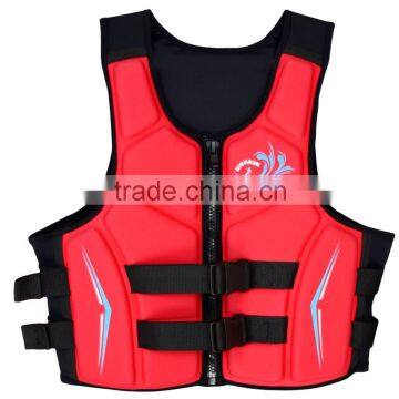 (Hot Selling)Adult Neoprene Red and Black Colour Life Jacket with YKK zipper and Buckle