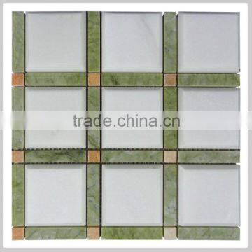 2017 new design white and green floor mosaic patterns marble tile